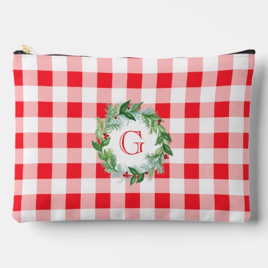 Waterverf Dennenkrans MONOGRAM Rode Check LG Etui (Voorkant)