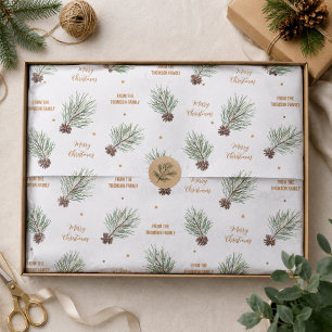 Waterverf Dennentak Kerst Script Tissuepapier