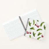 Waterverf dennentakken en rode bessen patroon notitieboek (Binnen)