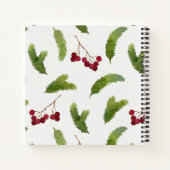 Waterverf dennentakken en rode bessen patroon notitieboek (Achterkant)