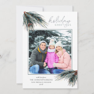 Waterverf Dennentakken KERST GROETEN Foto Feestdagenkaart