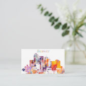 Waterverf Denver City Skyline Visitekaartje (Staand voorkant)