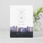 Waterverf Denver Colorado City Skyline Wedding Kaart (Staand voorkant)