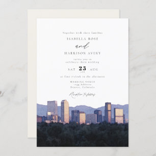 Waterverf Denver Colorado City Skyline Wedding Kaart