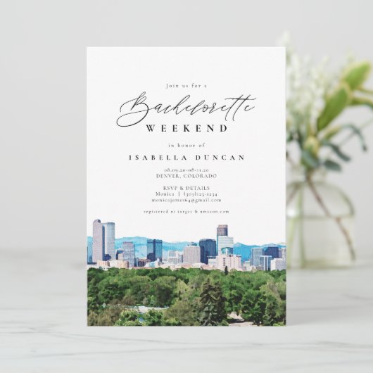 Waterverf Denver Colorado Skyline Mountain Pine Kaart (Staand voorkant)