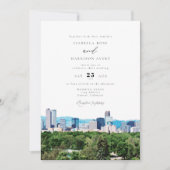Waterverf Denver Colorado Skyline Wedding Kaart (Voorkant)