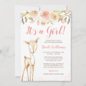 Waterverf Der Girl Baby Shower Invitations Kaart (Voorkant)