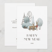 Waterverf der sneeuwscène nieuwjaarskaart feestdagenkaart (Voorkant / Achterkant)