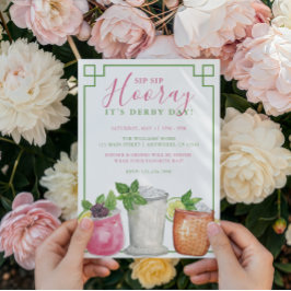 Waterverf Derby Dag Mint Julep Dranken Feest Kaart