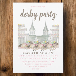 Waterverf Derby Party Horse Racing Building Bruin Kaart