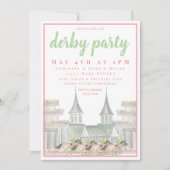 Waterverf Derby Party Iconische Racetrack Paarden Kaart (Voorkant)