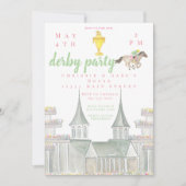 Waterverf Derby Party Jockey Building Gold Trophy Kaart (Voorkant)