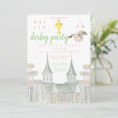 Waterverf Derby Party Jockey Building Gold Trophy Kaart (Staand voorkant)