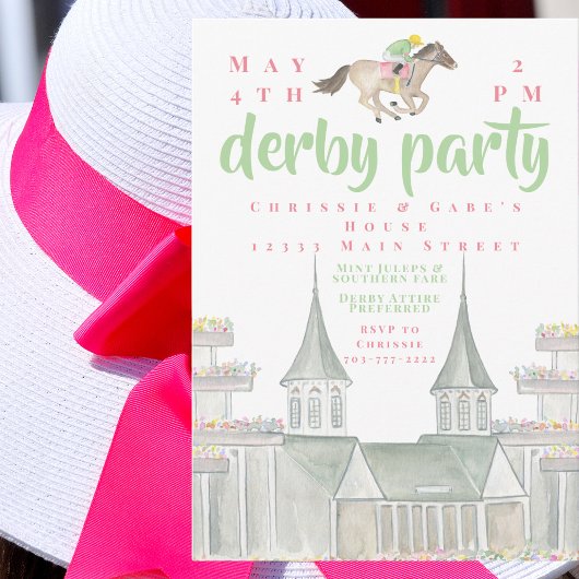 Waterverf Derby Party Jockey Iconic Building Kaart