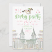 Waterverf Derby Party Jockey Iconic Building Kaart (Voorkant)
