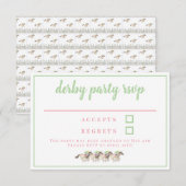 Waterverf Derby Party Jockeys Paardenrennen RSVP Kaartje (Voorkant / Achterkant)