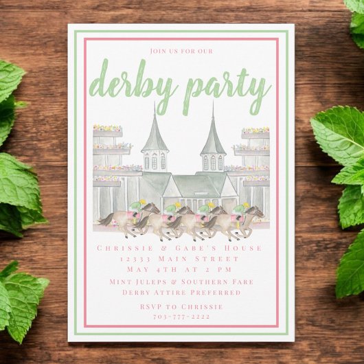 Waterverf Derby Party Paard Racing Building Kaart