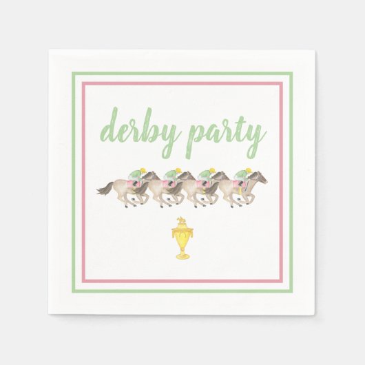 Waterverf Derby Party Paard Racing Cup Servet (Voorkant)