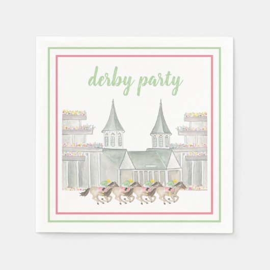 Waterverf Derby Party Script Horse Racing Servet (Voorkant)