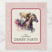 Waterverf Derby Racehorse Rood Wijn Etiket (Enkel label)