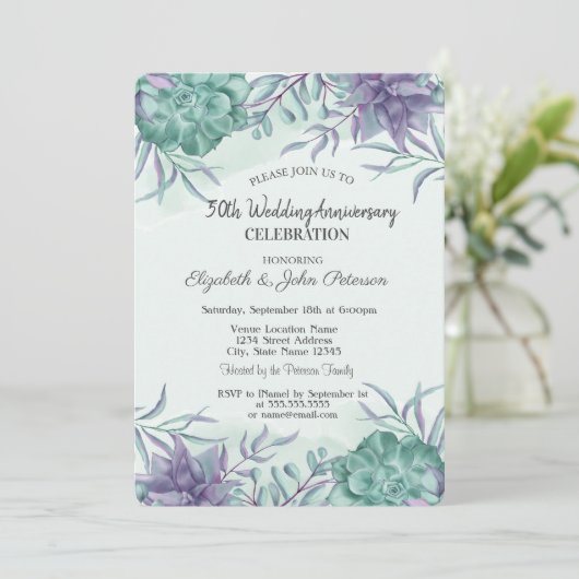 Waterverf Desert Cactus Bruiloft Jubileum Kaart (Staand voorkant)