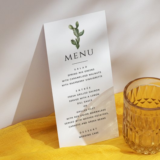 Waterverf Desert Cactus | Elegante Boho bruiloft Menu