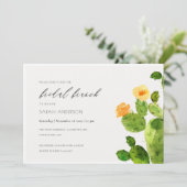 WATERVERF DESERT CACTUS FLORAL BRIDAL BRUNCH KAART (Staand voorkant)
