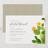 WATERVERF DESERT CACTUS FLORAL BRIDAL BRUNCH KAART (Voorkant / Achterkant)