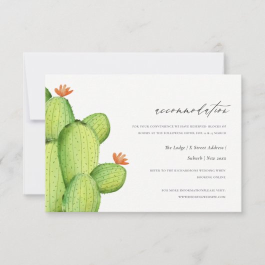 WATERVERF DESERT CACTUS FLOWER ACCOMMODATION KAART (Voorkant)