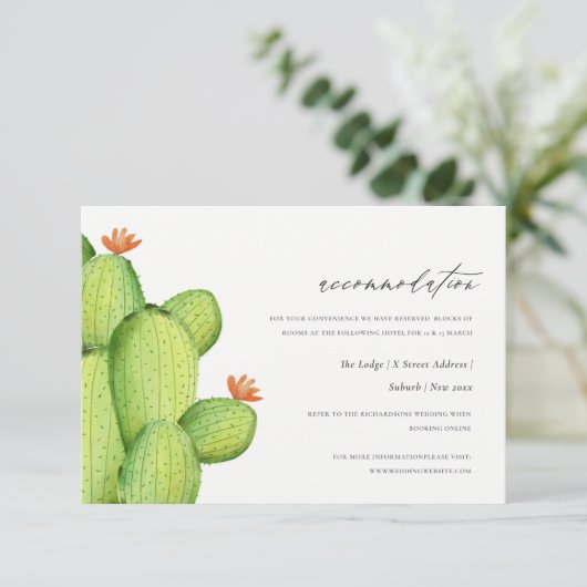 WATERVERF DESERT CACTUS FLOWER ACCOMMODATION KAART (Staand voorkant)