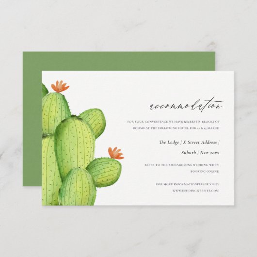 WATERVERF DESERT CACTUS FLOWER ACCOMMODATION KAART (Voorkant / Achterkant)