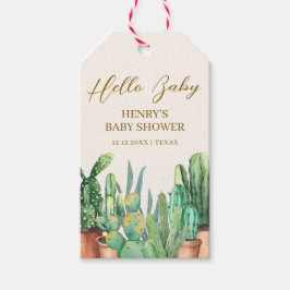Waterverf Desert Cactus Garden Baby shower Cadeaulabel