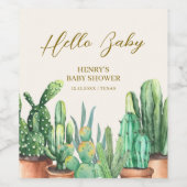 Waterverf Desert Cactus Garden Baby shower Wijn Etiket (Enkel label)