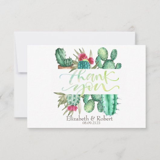 Waterverf Desert Cactus Polka Dots Dank u kaart (Voorkant)