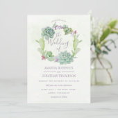 Waterverf Desert Cactus Succulents Wedding Invite Kaart (Staand voorkant)