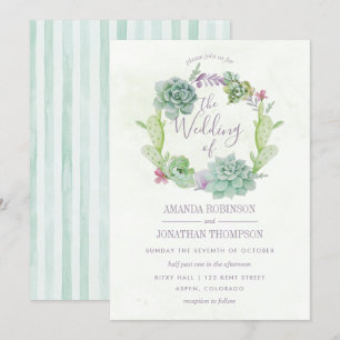 Waterverf Desert Cactus Succulents Wedding Invite Kaart