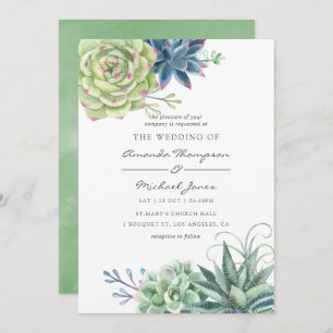 Waterverf Desert Cactus Succulents Wedding Invite Kaart