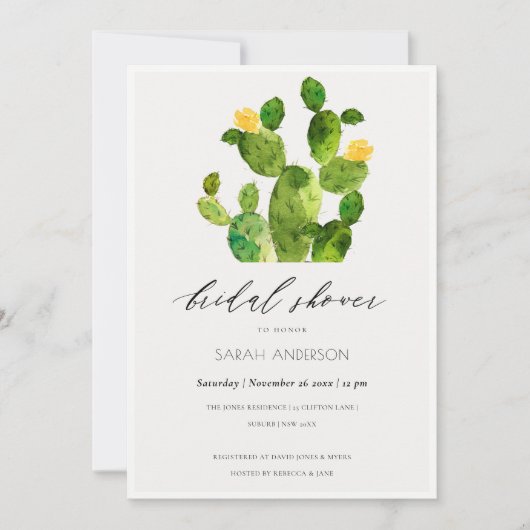 WATERVERF DESERT CACTUS-VRIJGEZELLENFEEST KAART (Voorkant)