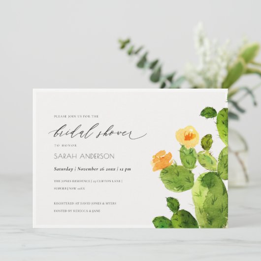 WATERVERF DESERT CACTUS-VRIJGEZELLENFEEST KAART (Staand voorkant)