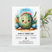 Waterverf Desert Chic Cactus Boy Verjaardag Kaart (Staand voorkant)