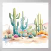 Waterverf Desert Illustratieplein Poster (Voorkant)