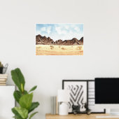 Waterverf Desert Mountain Landscape Art Print (Thuiskantoor)