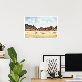 Waterverf Desert Mountain Landscape Art Print