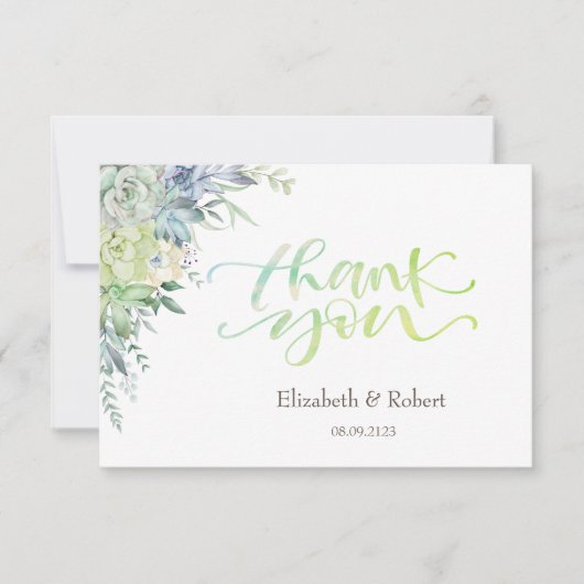 Waterverf Desert Succulenten Dank je kaart (Voorkant)