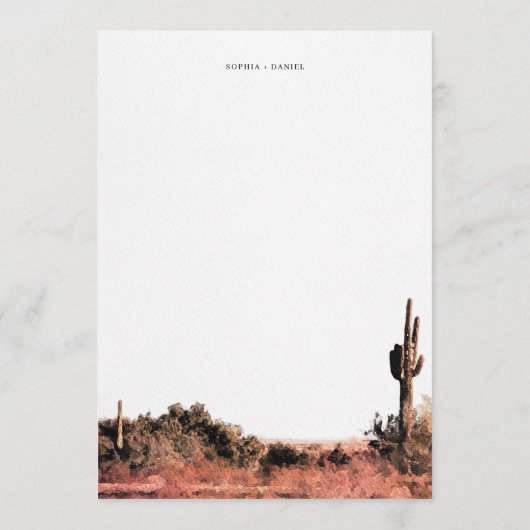 Waterverf Desert Wedding Welkomstroute Programmakaart (Achterkant)