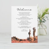 Waterverf Desert Wedding Welkomstroute Programmakaart (Staand voorkant)