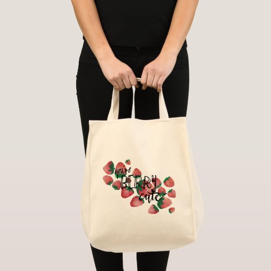 Waterverf Design Canvas tas, Berry Cute Tote Bag (Voorkant (product))