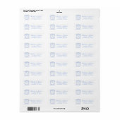 Waterverf Designer Blauw Monogram Crest Adres Etiket (Full Sheet)