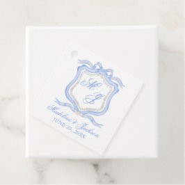 Waterverf Designer Blauw Monogram Crest Bedankjes Labels