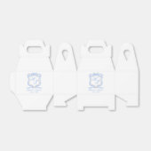 Waterverf Designer Blauw Monogram Crest Bruiloft Bedankdoosjes (Uitgevouwen)